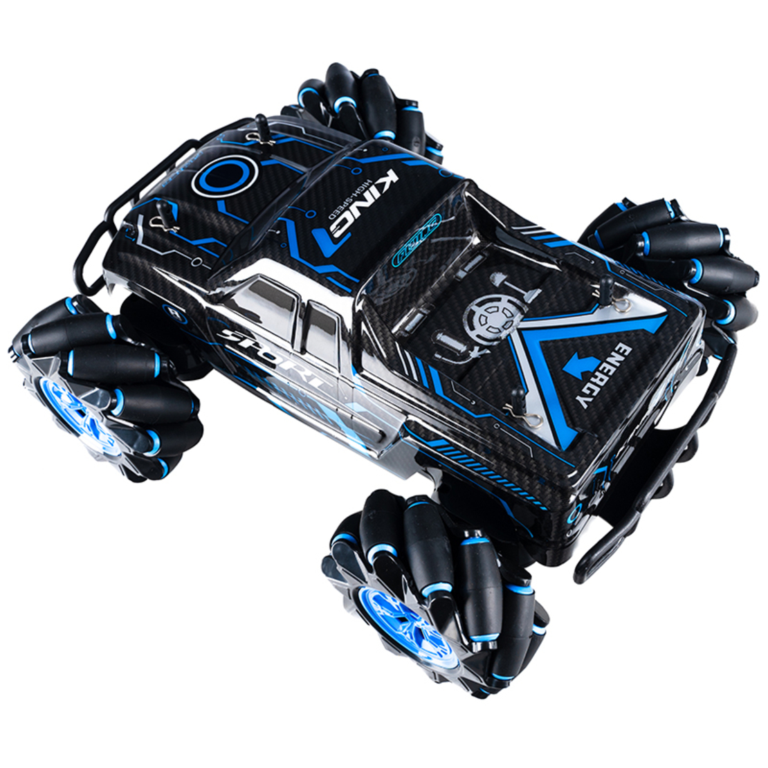 Masina teren 4x4 telecomandata cu role laterale, control gesturi si functie drift, 27x22x13 cm, negru