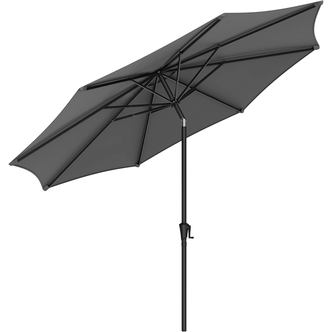 SONGMICS Umbrela de gradina cu manivela, 330 cm, UPF 50+, inclinare 30°, structura metalica cu 8 spite, gri