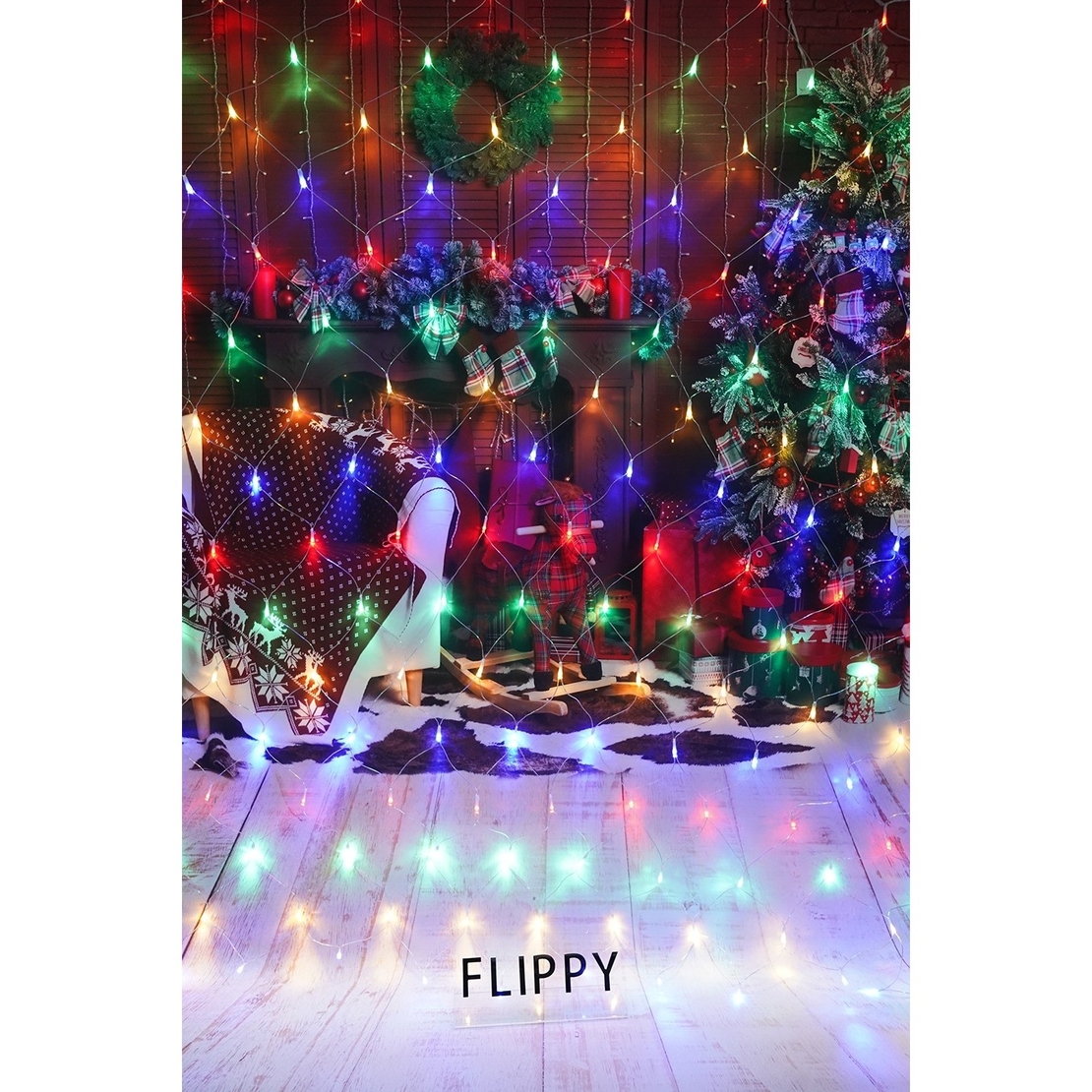 Sectiune Instalatie de Craciun Vafy, Tip Plasa, 160 LED-uri, 2 m x 2 m, 8 jocuri de lumini, Interconectabila, Fir transparent, Multicolor