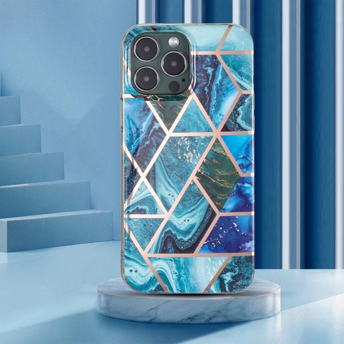 Husa protectie pentru Apple iPhone 7/8/SE 2020 Soft IMD TPU Marble Geometric Albastru
