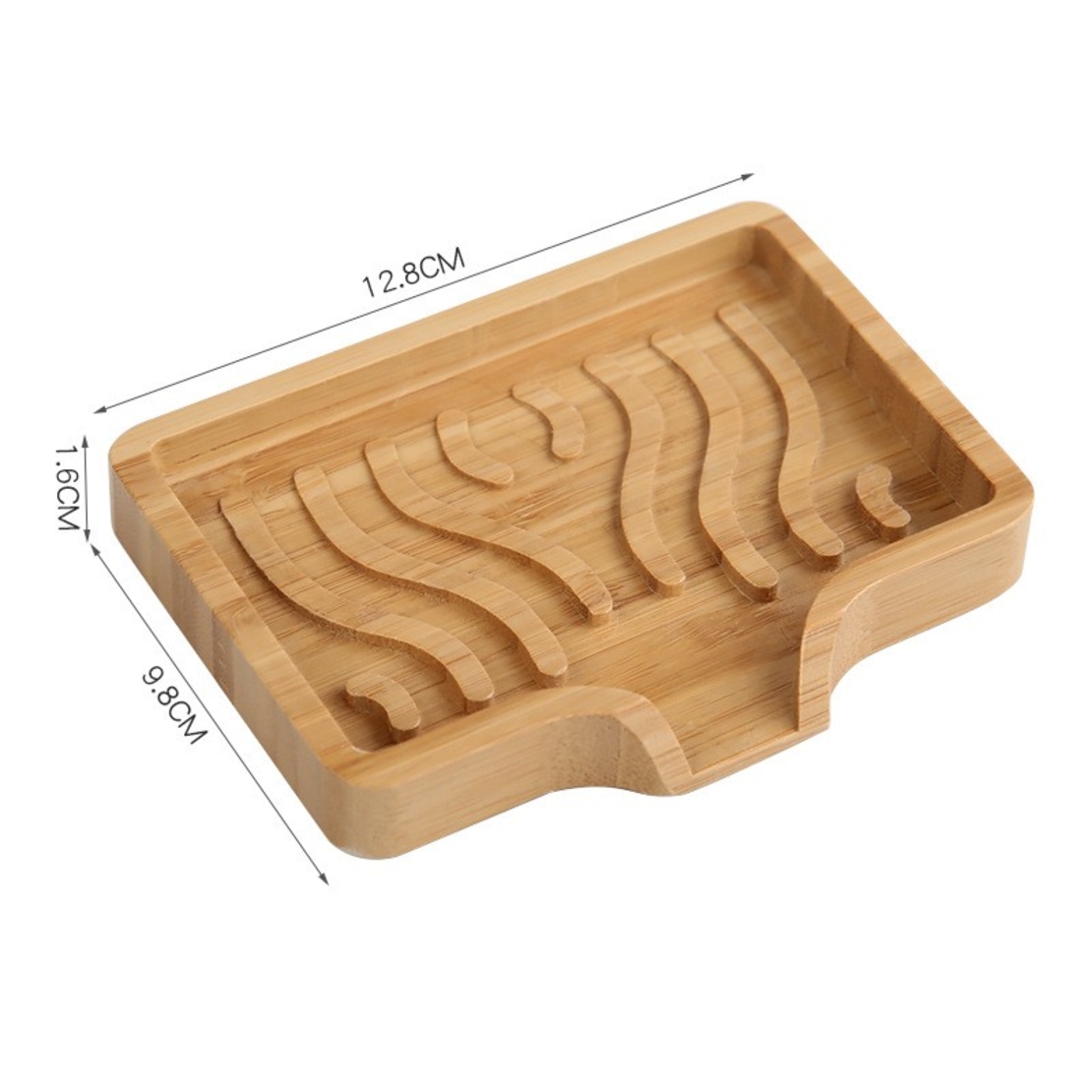 Savoniera din Lemn, Flippy, Sistem de Scurgere a Apei, 12.8 x 1.6 x 9.8 cm, Natur