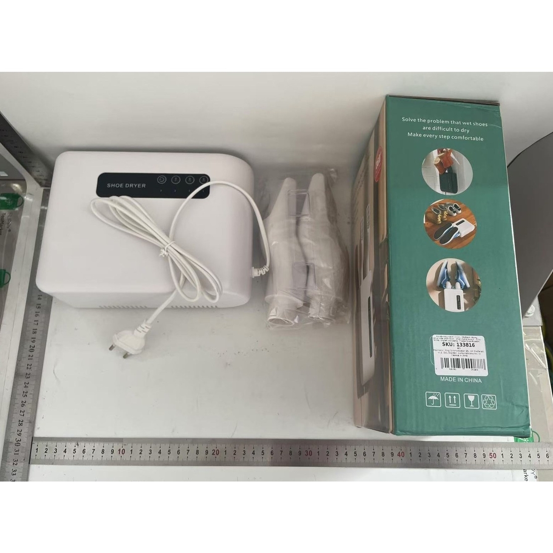 Uscator de Pantofi, Flippy, Functie de Uscare, Dezinfectie, Dezodorizare, Montaj pe Perete fara Perforare, din PVC, Silentios, Timer, Alb