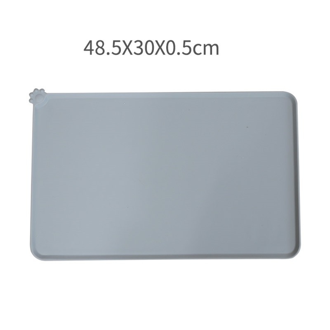 Covoras din silicon pentru animale Flippy, pentru bol de apa si mancare, antiderapant, margini ridicate pentru a mentine apa, 48.5x30 cm, Gri