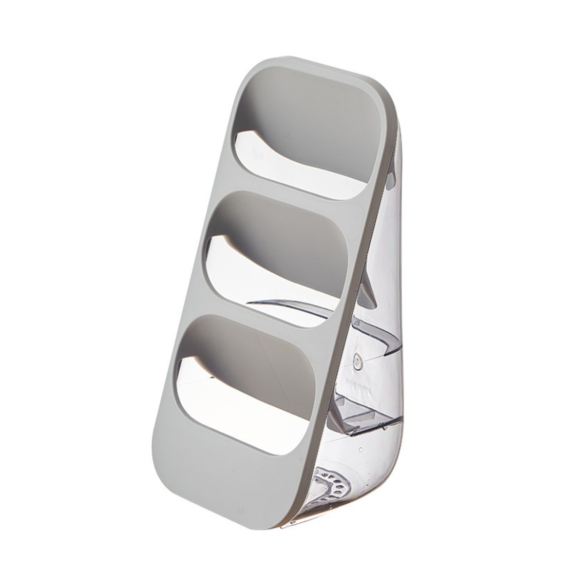 Suport - Organizator pentru Tacamuri, Flippy, 3 Compartimente, Suport pentru Cosmetica, Ustensile, Material PP Durabil, 33 x 16 x 15 cm Gri