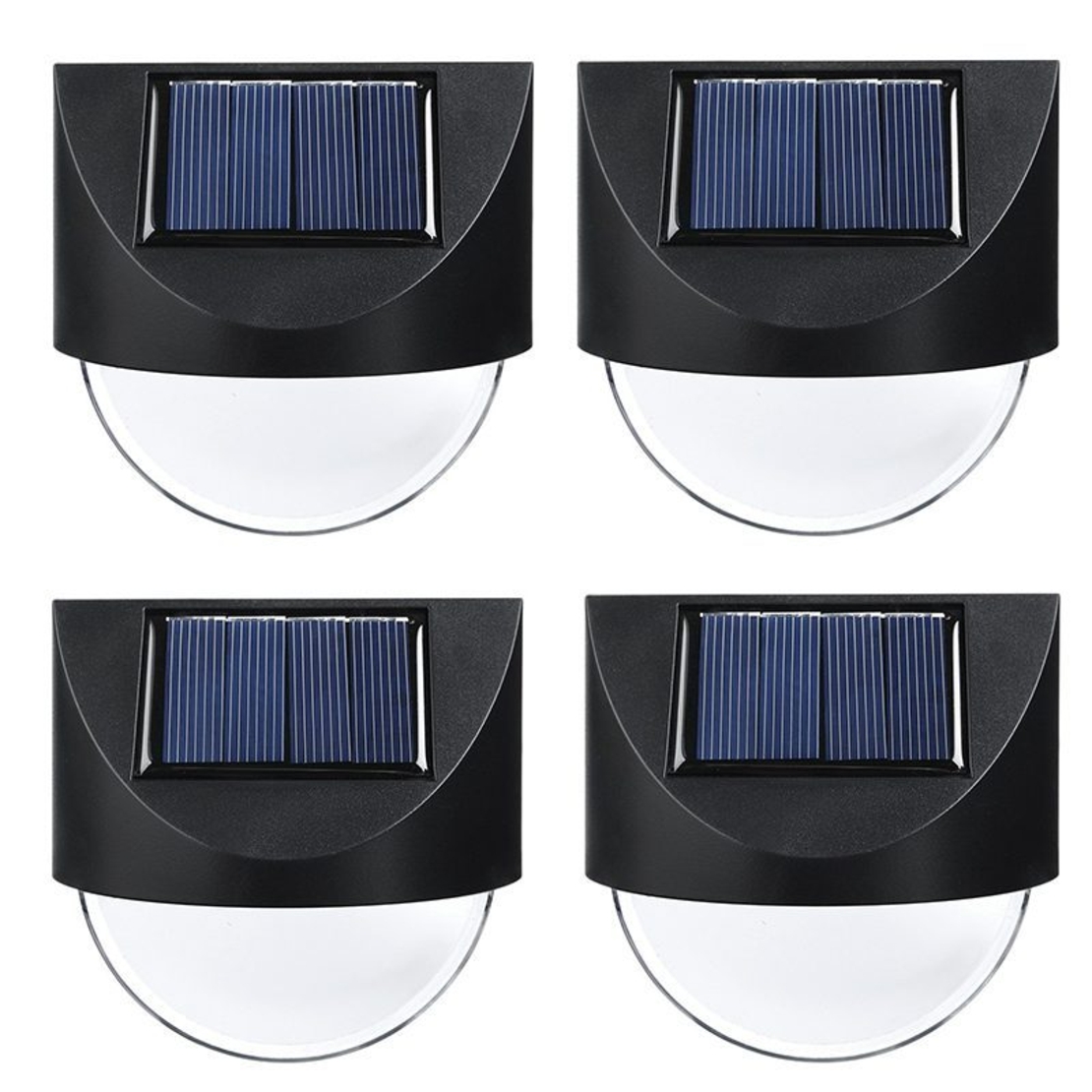 Aplica solara LED pentru Gradina, Flippy, Set 4 Bucati, ABS/Policarbonat, rezistent la apa IP65, 1 LED, pentru gradina, casa, balcon, terasa, 1.2V, 600mah, 8.8 x 8.5 cm, Alb Cald, Negru