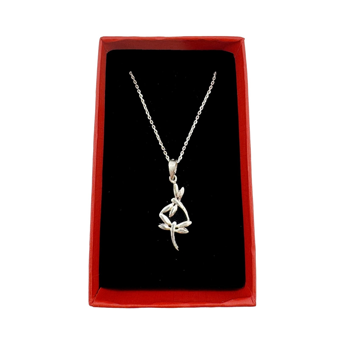 Set Lantisor cu Pandantiv din Argint 925, Jolie Silver, pentru Dama, Model Libelula Dubla, 2.8 x 1 cm, Argintiu