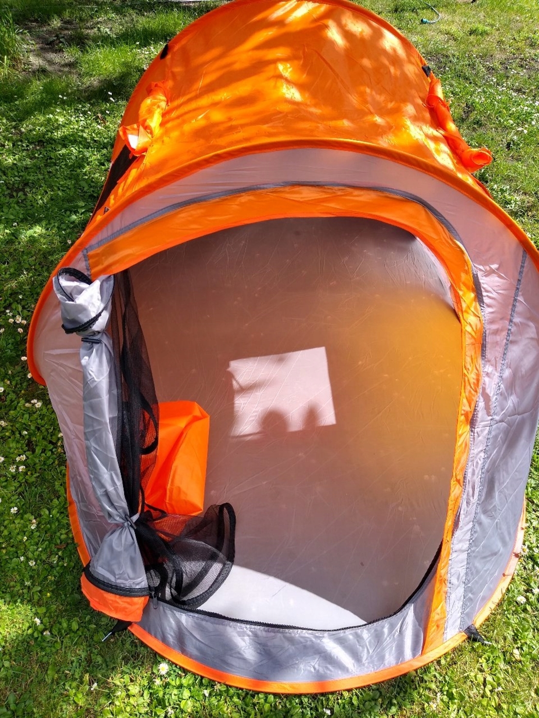 Cort plaja si picnic Sersimo, protectie UV, 210x130x90 cm, portocaliu gri