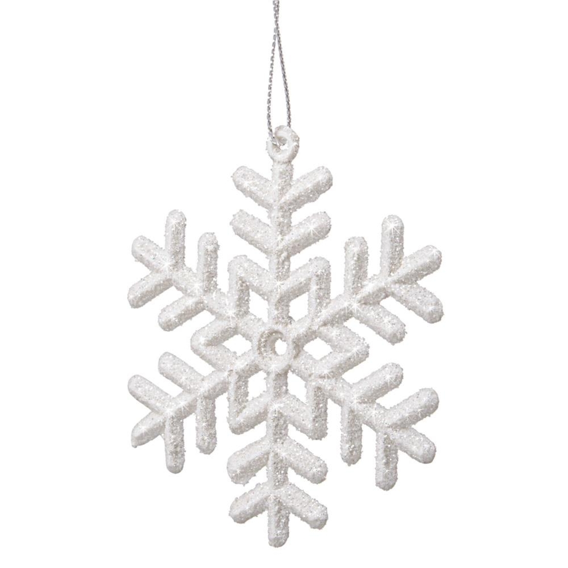 Decoratiune brad fulg de zapada, set 3 bucati, 8cm, alb