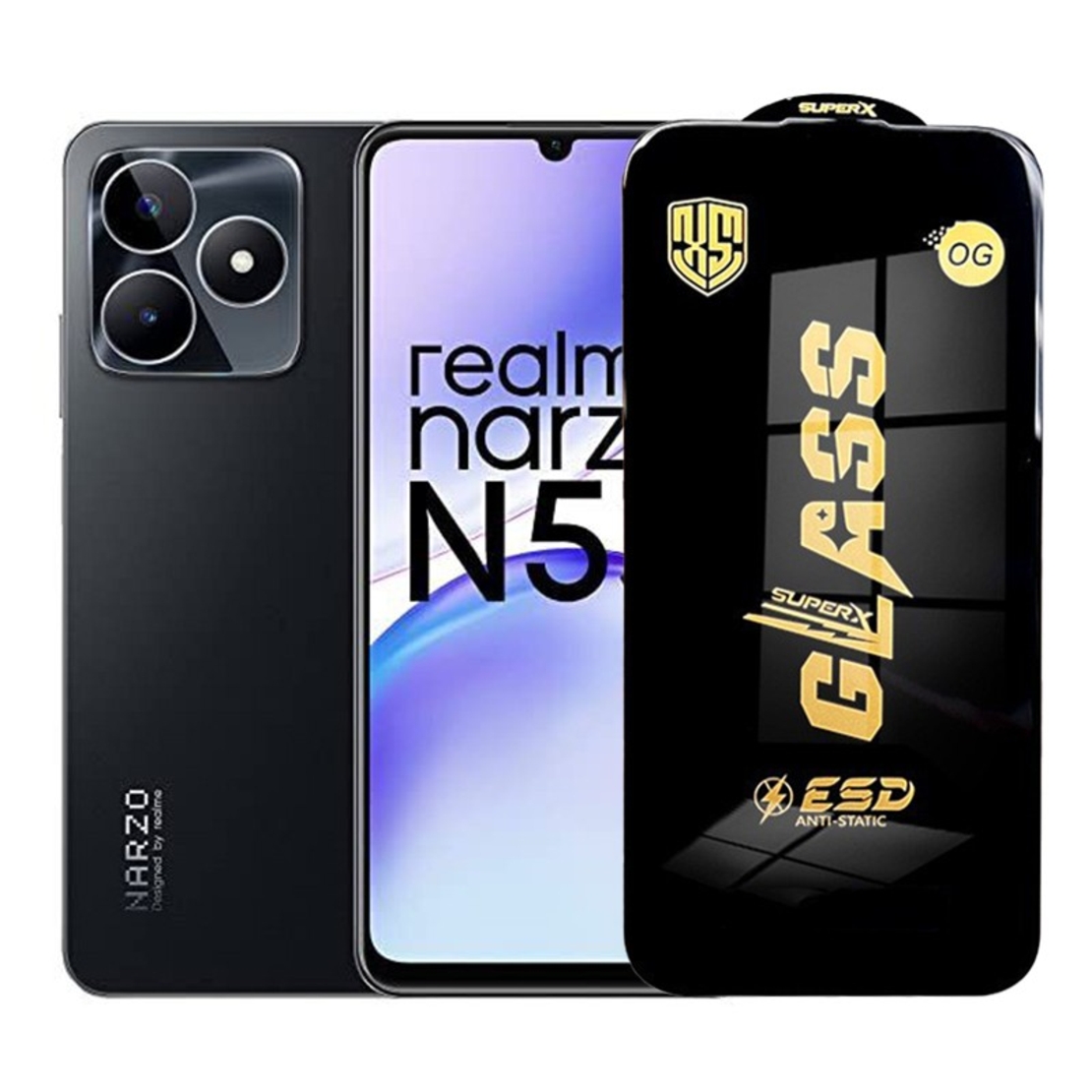 Folie de Protectie pentru Realme Narzo N53, Vafy, Sticla Securizata ESD, Margini Negre, Rezistenta la Zgirieturi, Antistatica, 0.35 mm, Transparenta