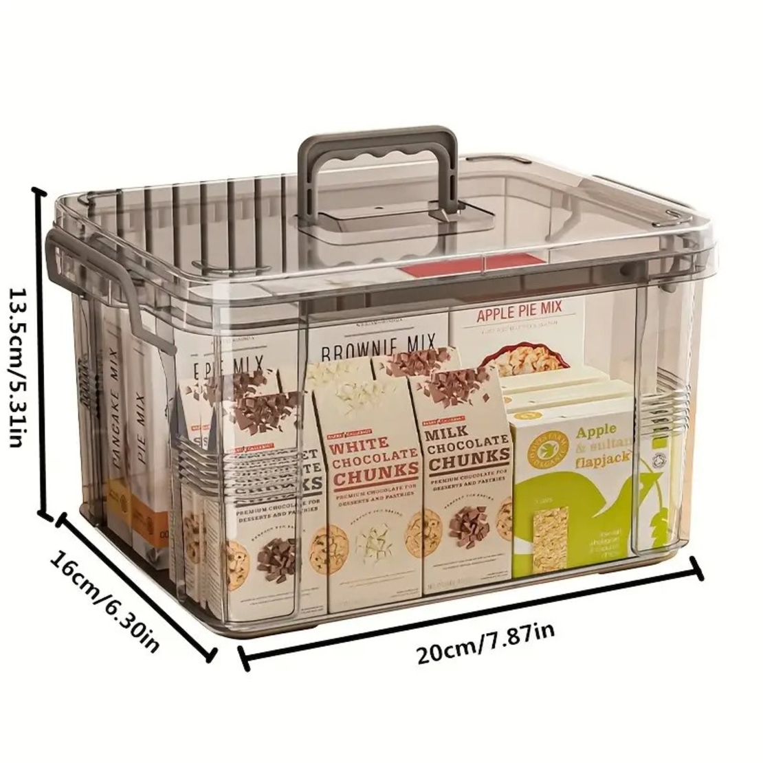 Cutie De Depozitare, Flippy, Tip Valiza, pentru Alimente, Jucarii, Accesorii, Transparent-Gri, Marime L, 38.5x27.5x22 cm