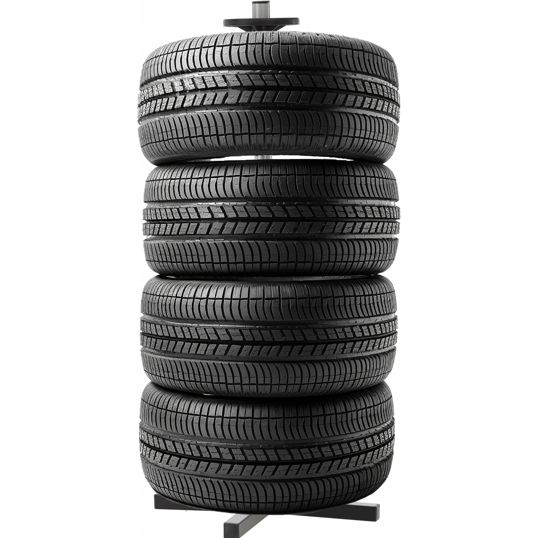 Suport depozitare anvelope 4 roti, cadru metalic, 45x45x105 cm, capacitate 100 kg, negru