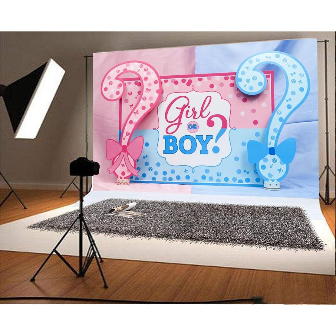 Banner pentru Petrecere, Vafy, Model Girl or Boy, Tematica Gender Reveal, 150 x 100 cm, Albastru Roz