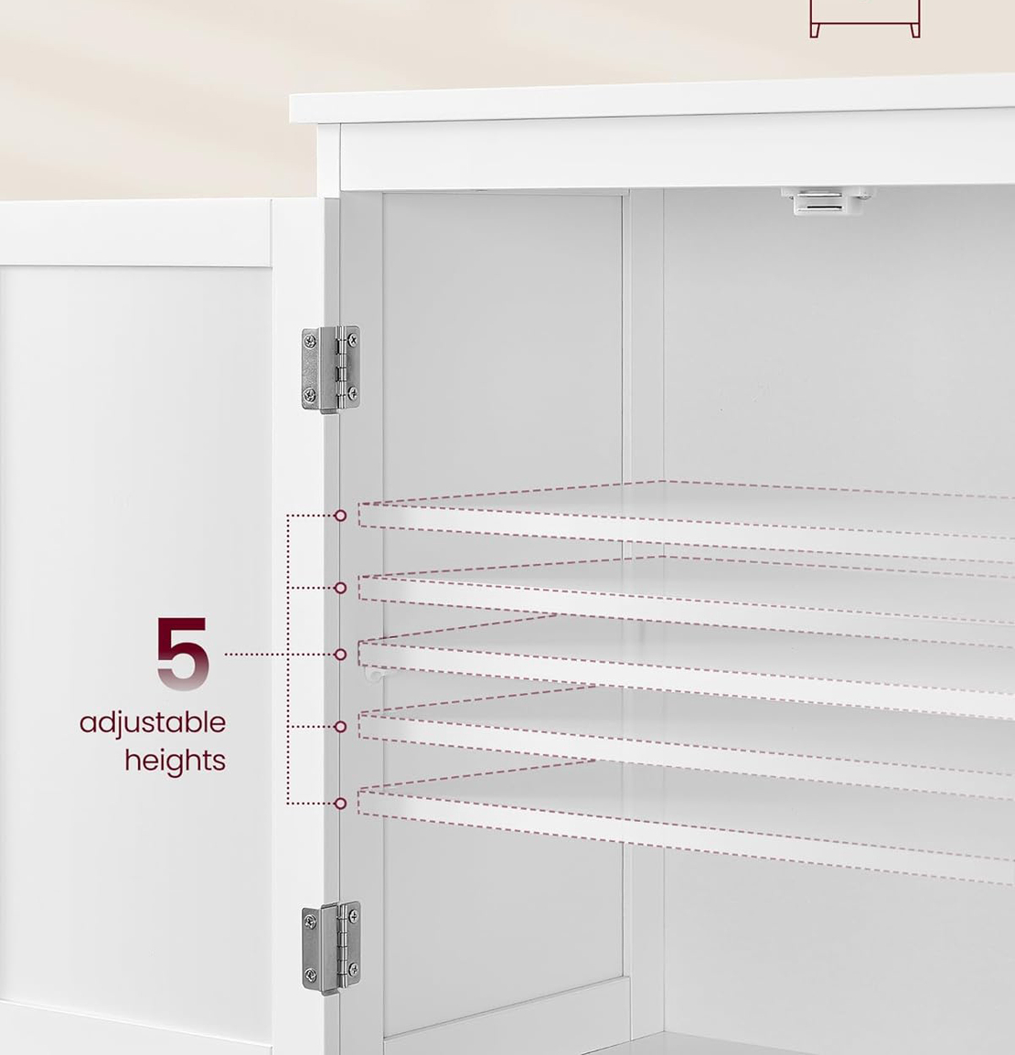VASAGLE Dulap de baie, din MDF, cu 2 sertare si 2 usi, raft reglabil, 30x60x110cm, alb