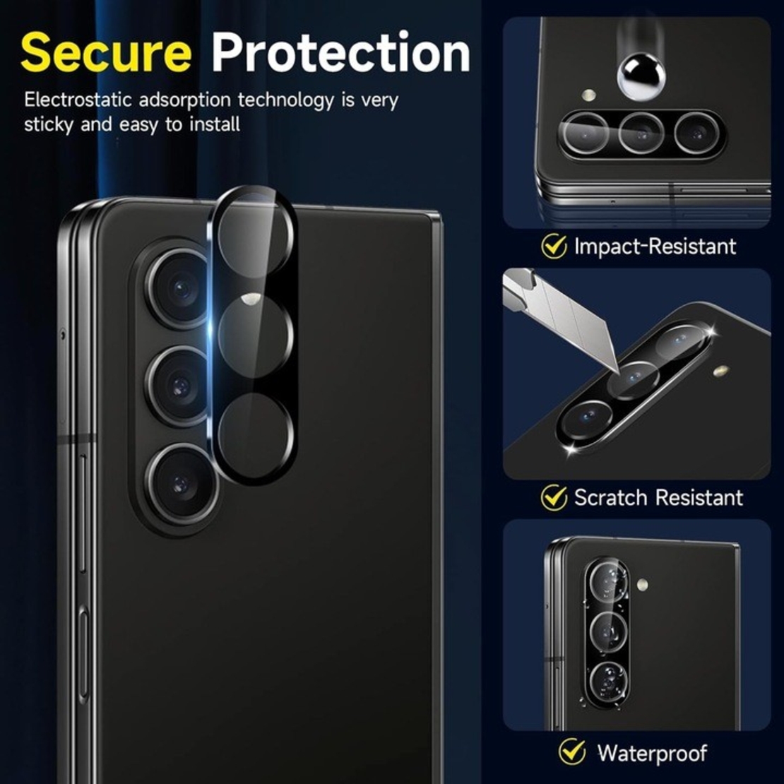 Folie Sticla pentru Camera, Vafy, Pentru Samsung Galaxy Z Fold 6, 3D, Transparent