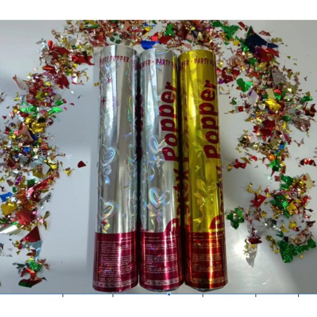 Tub de Confetti, Flippy, Party Popper, 40x5 cm, Confetii Asortate din Aluminiu, Multicolor