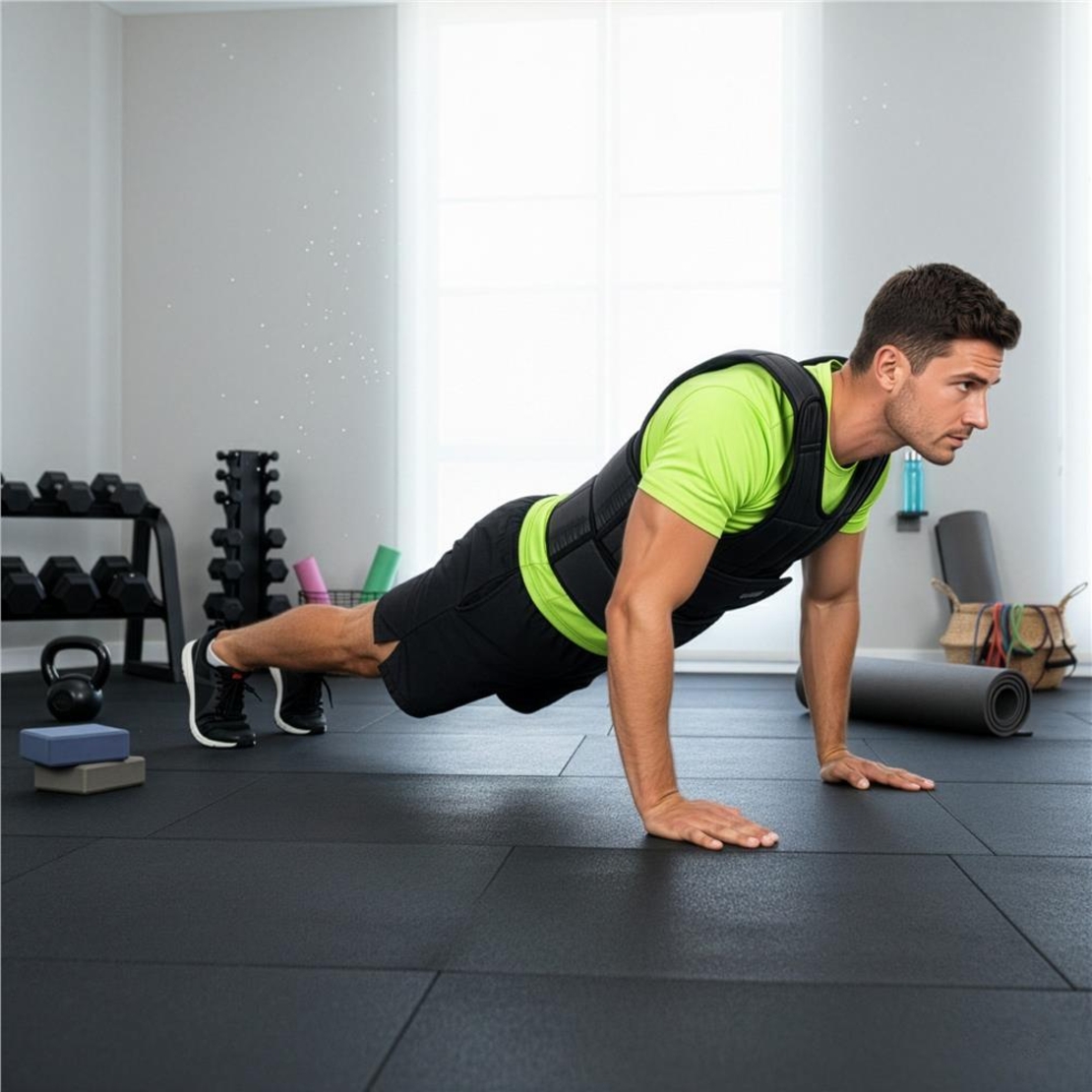 Vesta fitness cu greutati 10 kg, umplutura reglabila din nisip fier, 58x40 cm, negru