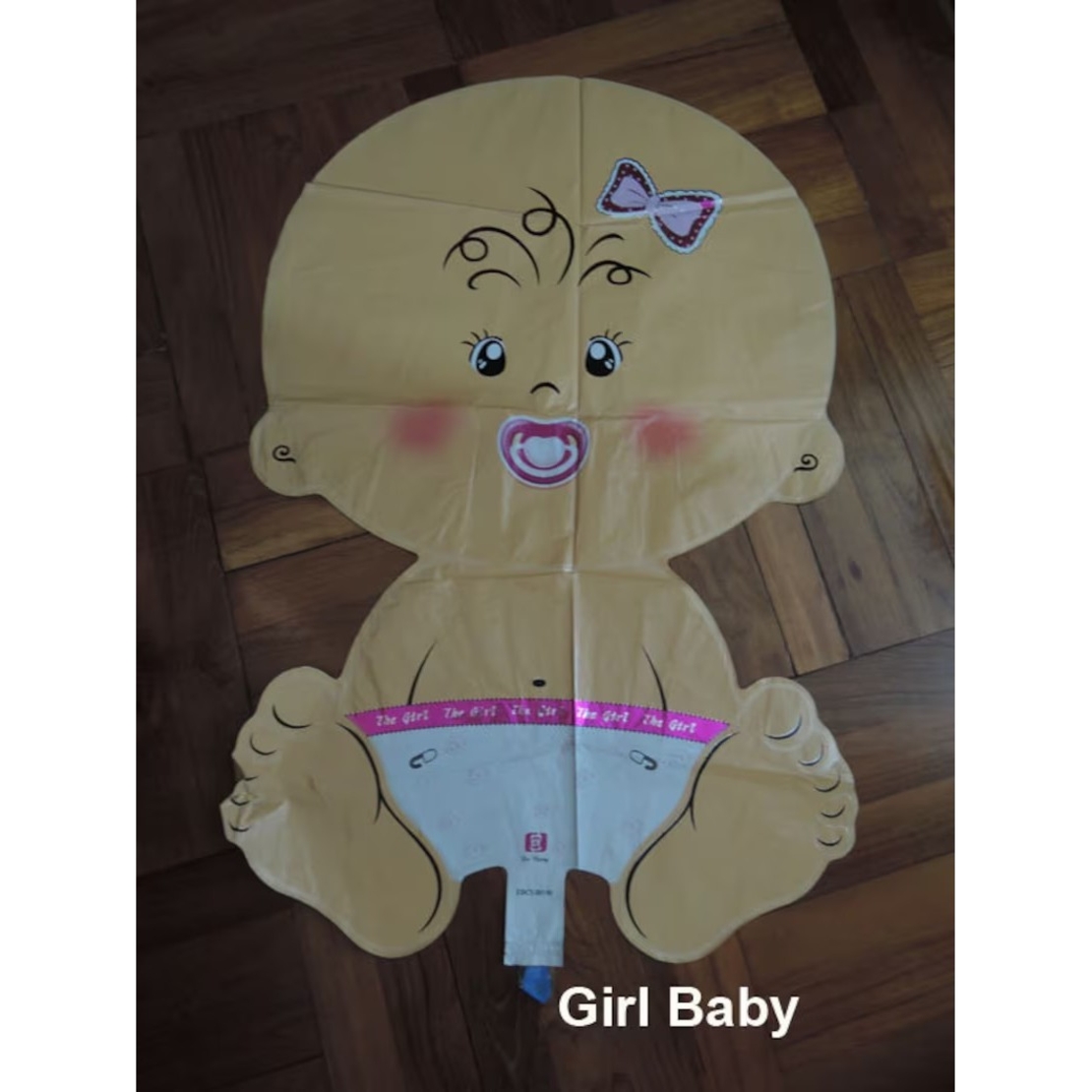 Balon din Folie Metalizata, Vafy, Figurina Fetita, Tema Botez, 73x48 cm, Ambalaj Individual, Pai Inclus, Umflare cu Aer sau Heliu, Roz