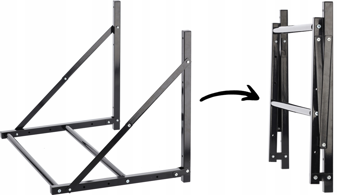 Suport suspendat pentru anvelope reglabil, montaj pe perete cu kit instalare inclus, 120x56x50 cm, negru