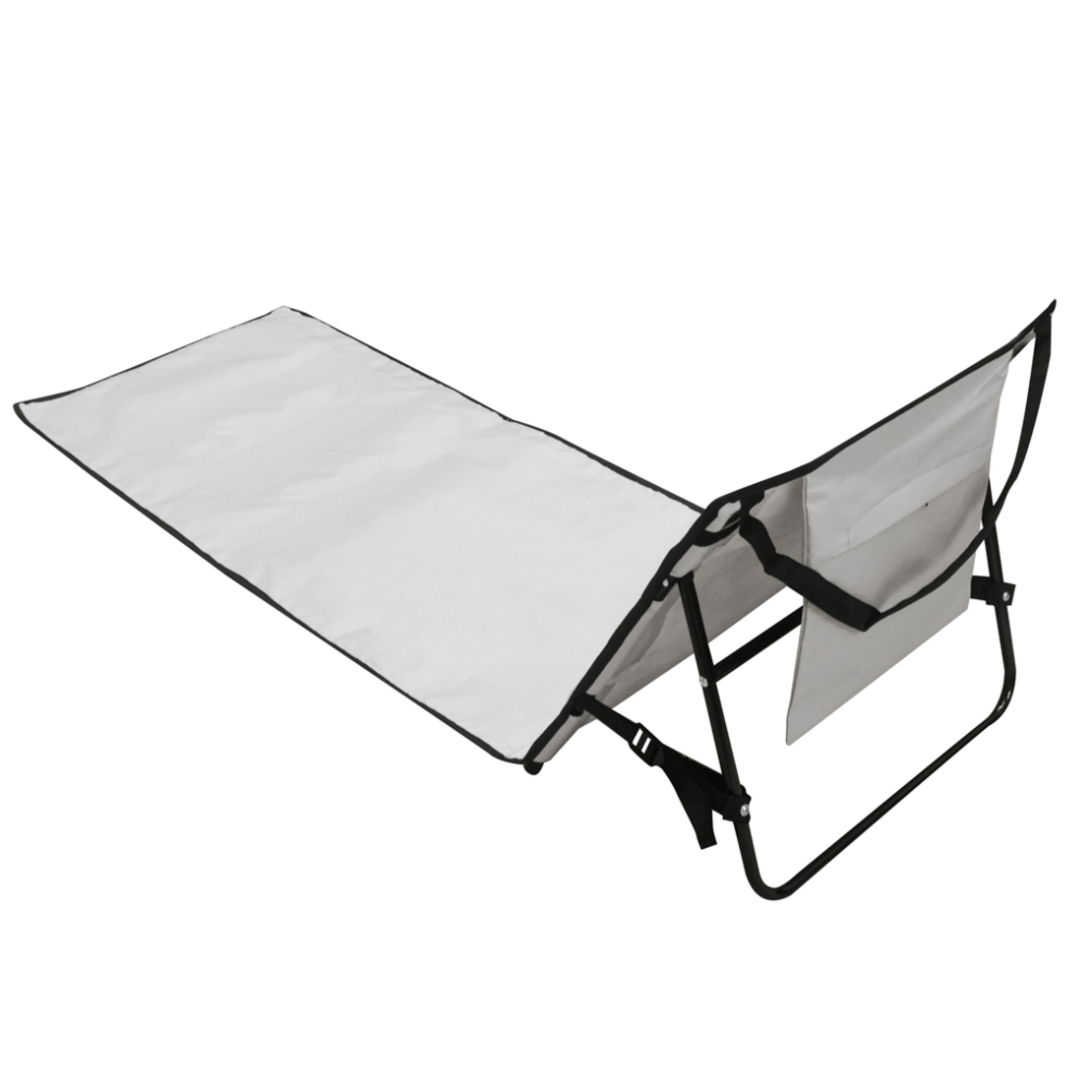 Sezlong de plaja pliabil, spatar cu cadru metalic, reglabil, 150x47 cm, gri