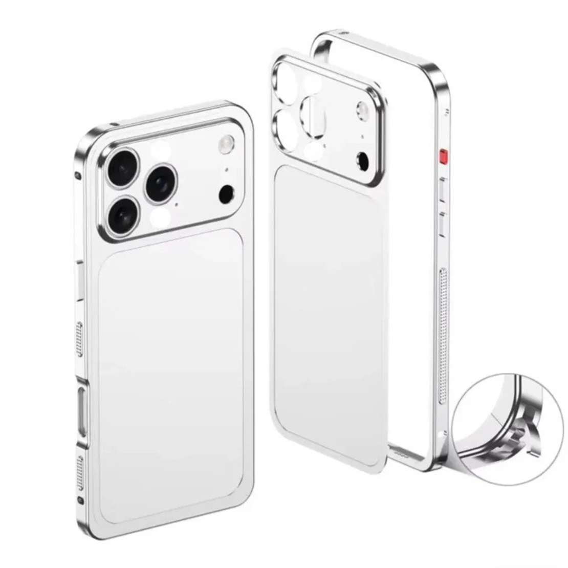 Carcasa Metalica, Vafy, Compatibila Apple iPhone 15 Pro, Creeaza Aspect de iPhone 17 Pro, Unibody Mat, Rezistenta la Zgarieturi, Argintiu