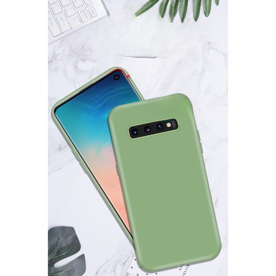 Husa protectie Vafy compatibila cu Samsung Galaxy S10 E Liquid Silicone Case Verde inchis