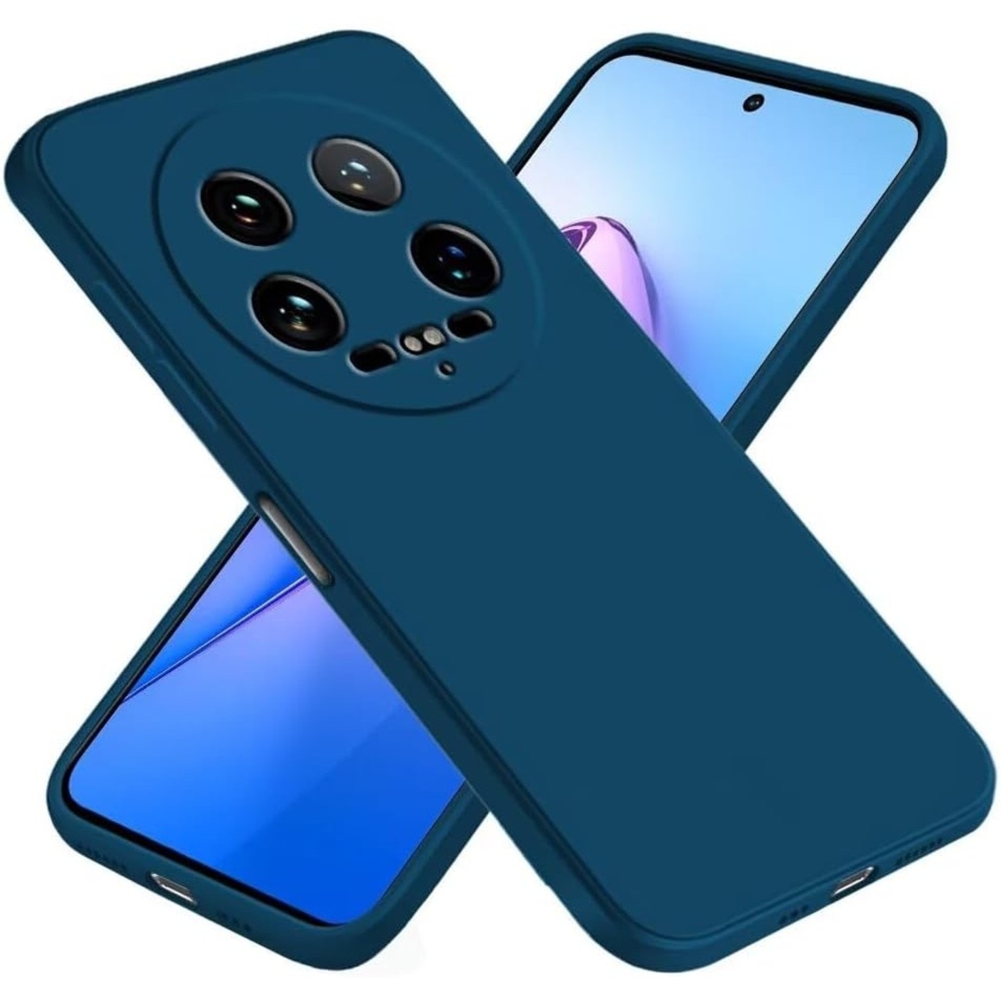 Husa de Protectie, Vafy, pentru Xiaomi 14 Ultra, Liquid Silicone, cu Microfibra pe Interior, Protectie Antisoc, Compatibil Incarcare Wireless, Albastru