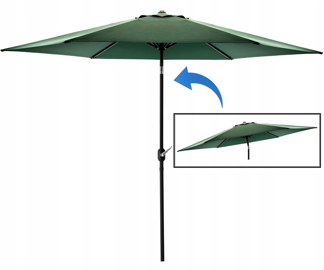 Umbrela terasa gradina, cu inclinare si husa, 300cm, Verde