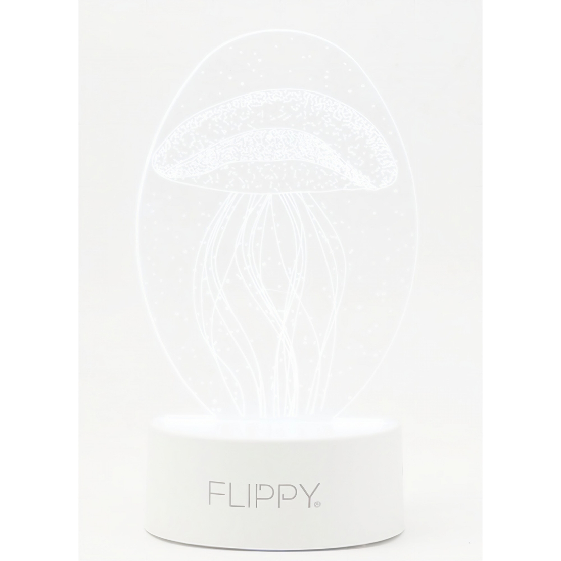 Lampa LED decorativa, Flippy, 3D, Meduza, din material acril si lumina multicolora, alb