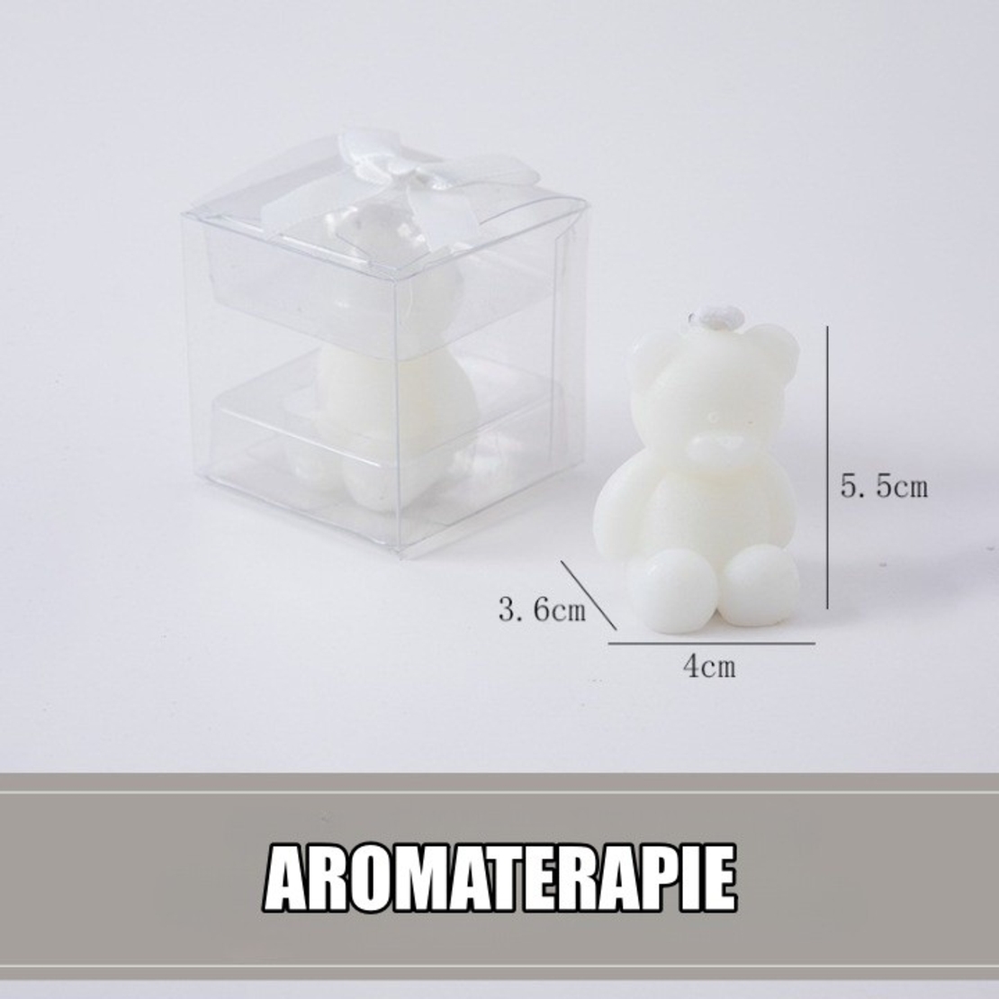 Lumanare Parfumata, Flippy, Model Ursulet, Alba, Aromaterapie, 5.5x3.6x4 cm