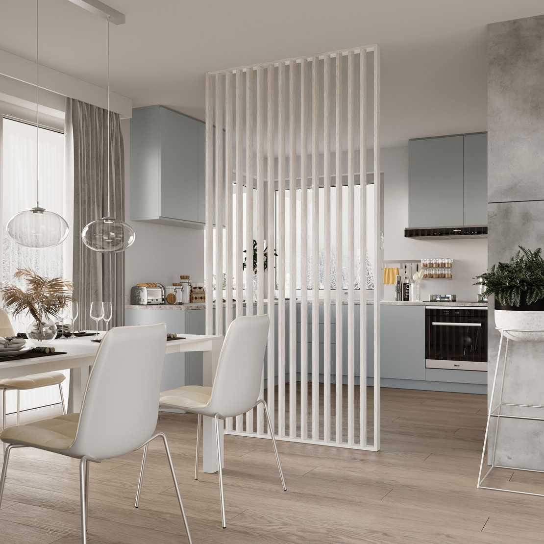 Riflaj perete despartitor MDF, LDA PREMIUM, Stejar Argintiu, 275x58 cm