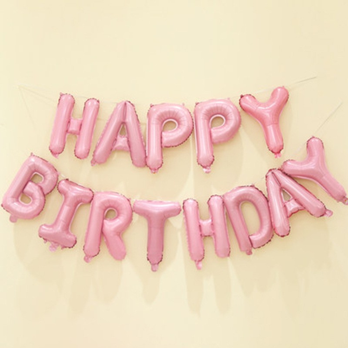 Set 13 Baloane Folie, Flippy, Tip Ghirlanda, Model Happy Birthday, 40 cm, Roz Deschis