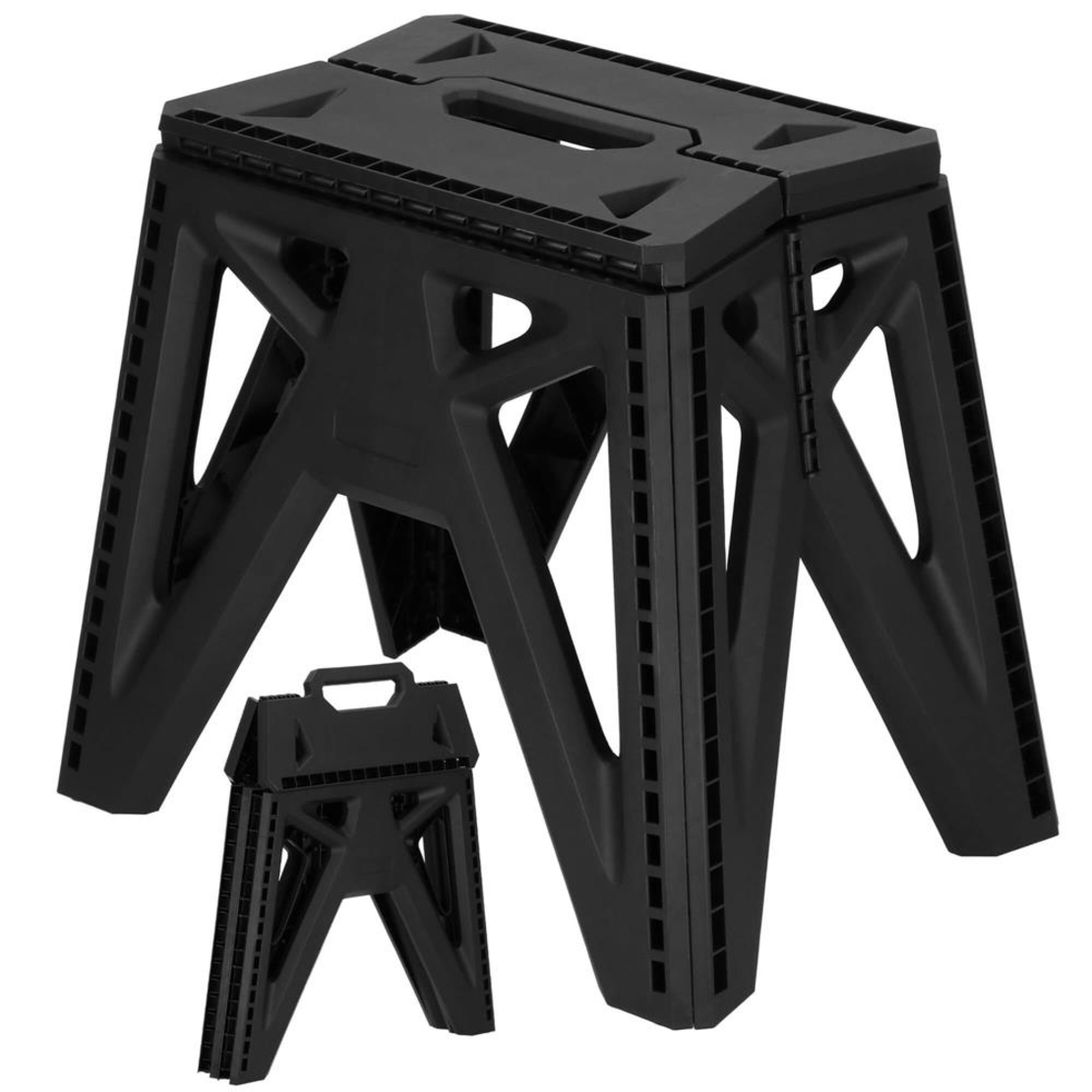 Scaun inaltator multifunctional tip scara, 150 kg, compact, cu maner, 38x25x34 cm, negru