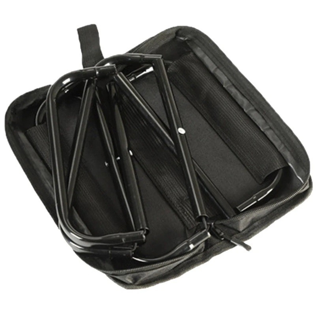 Scaun Pliabil, Vafy, pentru Adulti, Portabil, pentru Camping, Pescuit, din Panza Oxford si Cadru Metalic, 24 x 24 x 28 cm, Negru