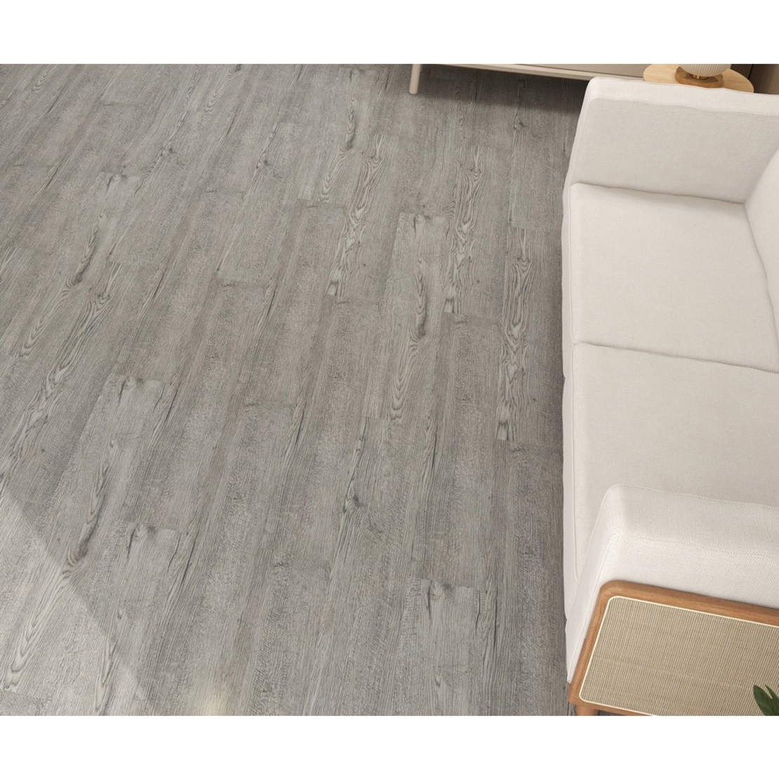 Set 36 Placi Autoadezive pentru Pardoseala, Vafy, din PVC, Impermeabil, Ignifug, Usor de Curatat, Dimensiune Placa 91.44 x 15.24 cm, Grosime 1.5 mm, Acoperire 5 m2, Model 3, Gri