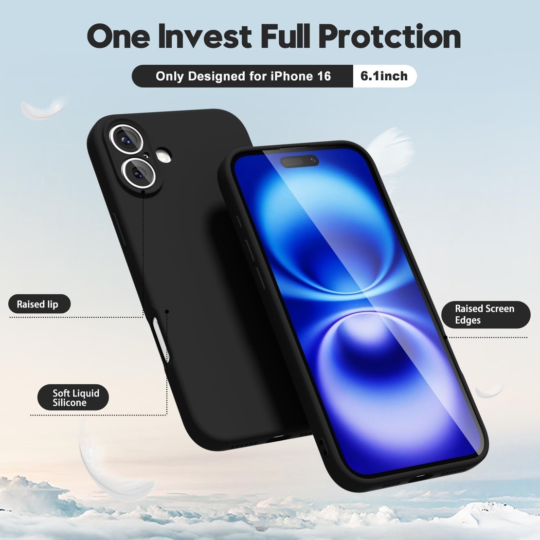 Husa de Protectie Matte TPU, Vafy, pentru Apple iPhone 16 Plus, Protectie Camera, Antisoc, Antizgariere, Antialunecare, Acoperire Completa, Negru