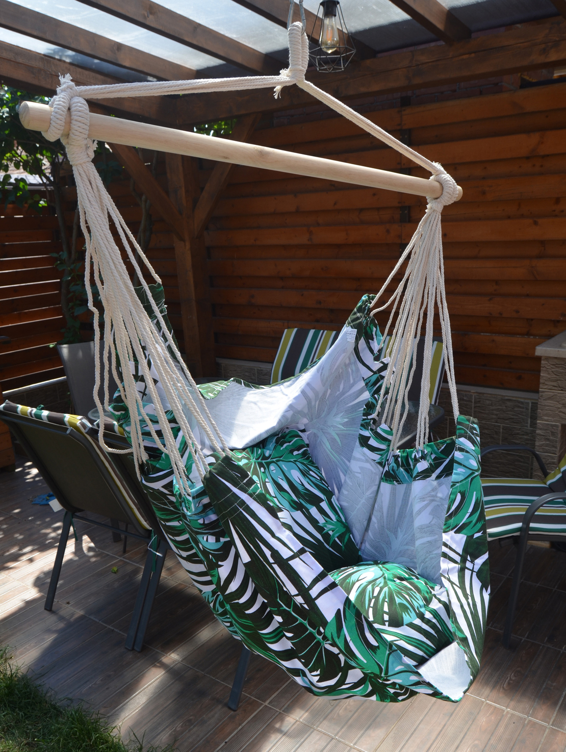 Hamac tip leagan suspendat pentru casa sau gradina, floral, 130x100cm, 150kg