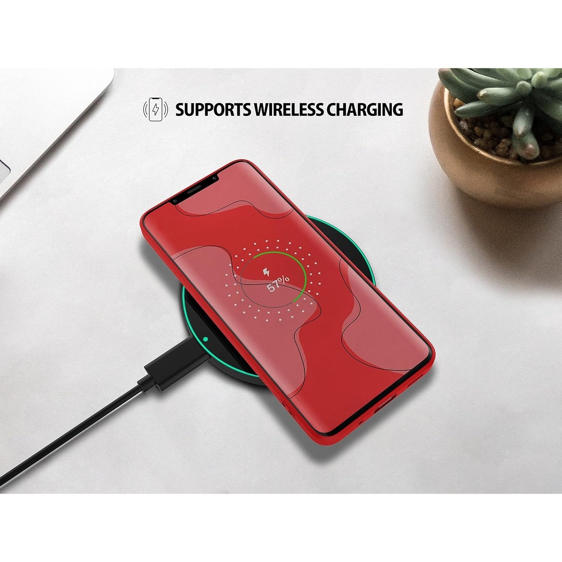 Husa de Protectie, Vafy, pentru Huawei Mate 50 Pro, Liquid Silicone, cu Microfibra pe Interior, Protectie Antisoc, Compatibil Incarcare Wireless, Rosu