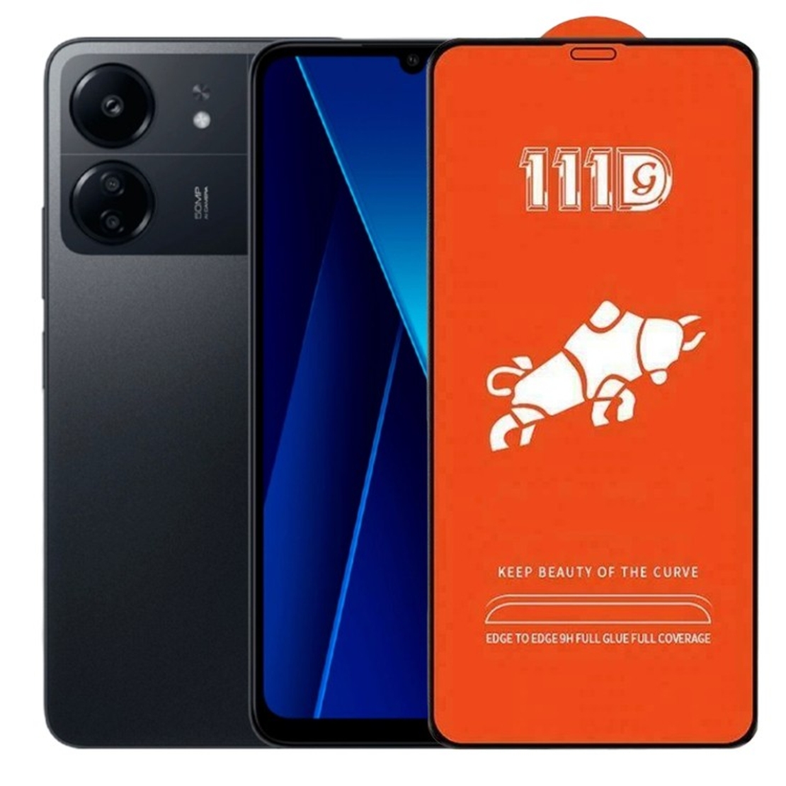 Folie Sticla Securizata pentru Xiaomi Mi Poco C65, Vafy, Sticla de Protectie Compatibila cu Xiaomi Mi Poco C65, Full Cover 111D, HD, Margini Negre, Transparenta