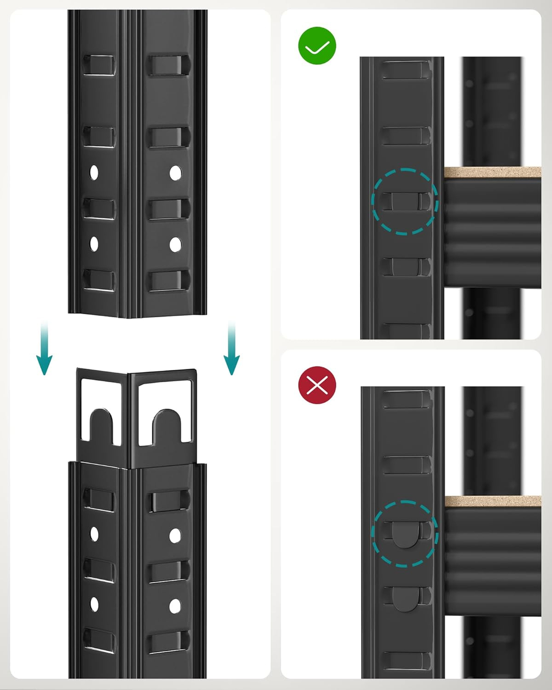 SONGMICS Set 2 rafturi metalice cu 5 niveluri reglabile, din otel si MDF, 90x40x180 cm, sarcina 875 kg, negru