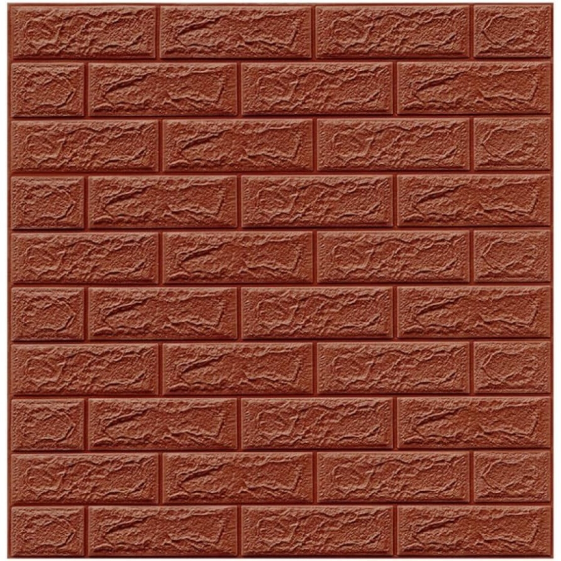 Set 10 Placi Tapet 3D, Flippy, 35 x 38 cm, Grosime 3 mm, din Polietilena, Model Caramida, Suprafata acoperita 1.33 mp, Maro