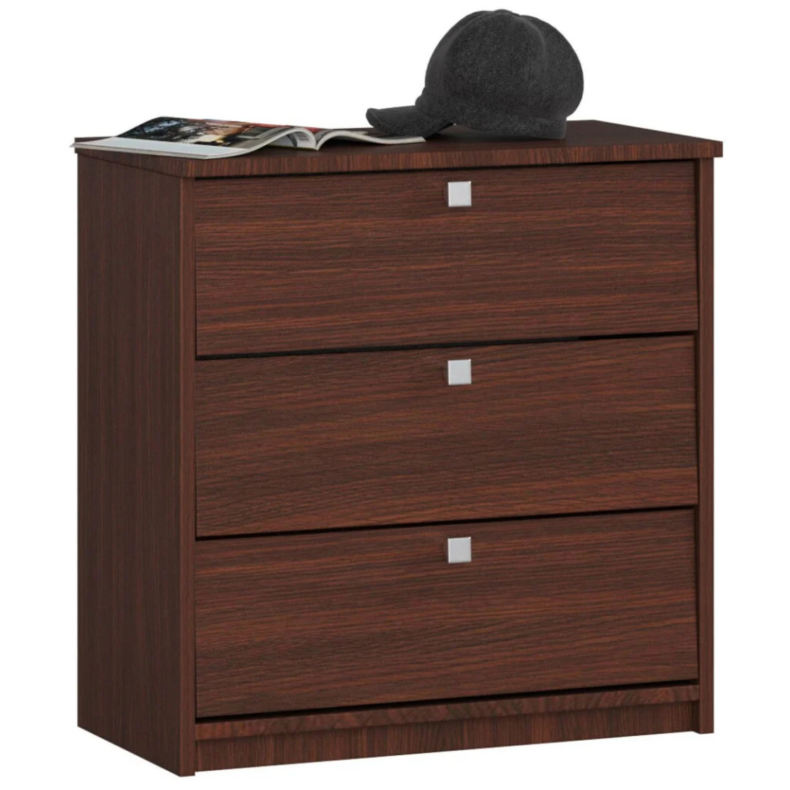 Dulap pantofi MINI cu 3 usi rabatabile, PAL laminat 16 mm, 60x31x62 cm, maro wenge