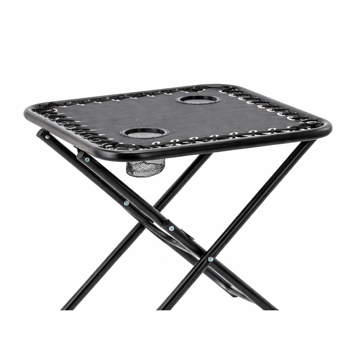 Masa turistica pliabila pentru camping, cu suport pahare, 50x50x50 cm, negru