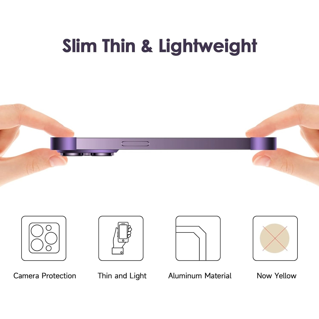 Husa Metalica Edgeless Compatibila cu iPhone 16, Vafy, Protectie pentru Colturi si Camera, Aliaj Aluminiu, Antisoc, Antizgariere, Mov