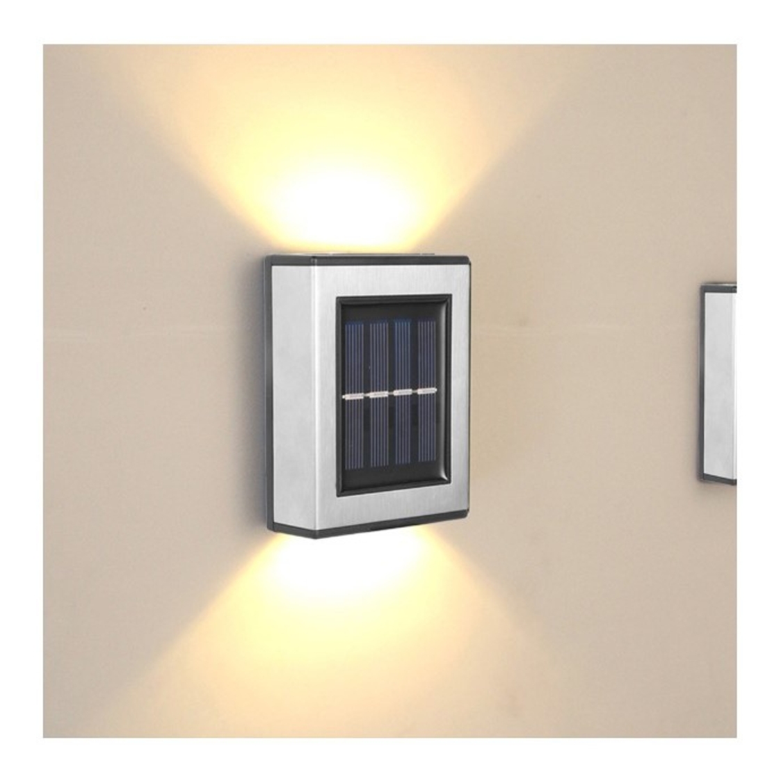 Aplica solara LED pentru Gradina, Flippy, Set 2 Bucati, ABS/Policarbonat, rezistenta la apa IP65, pentru trepte, borduri, terasa, 1.2V, 600mah, 10 x 7.5 x 3 cm, Lumina Alb Calda, Negru