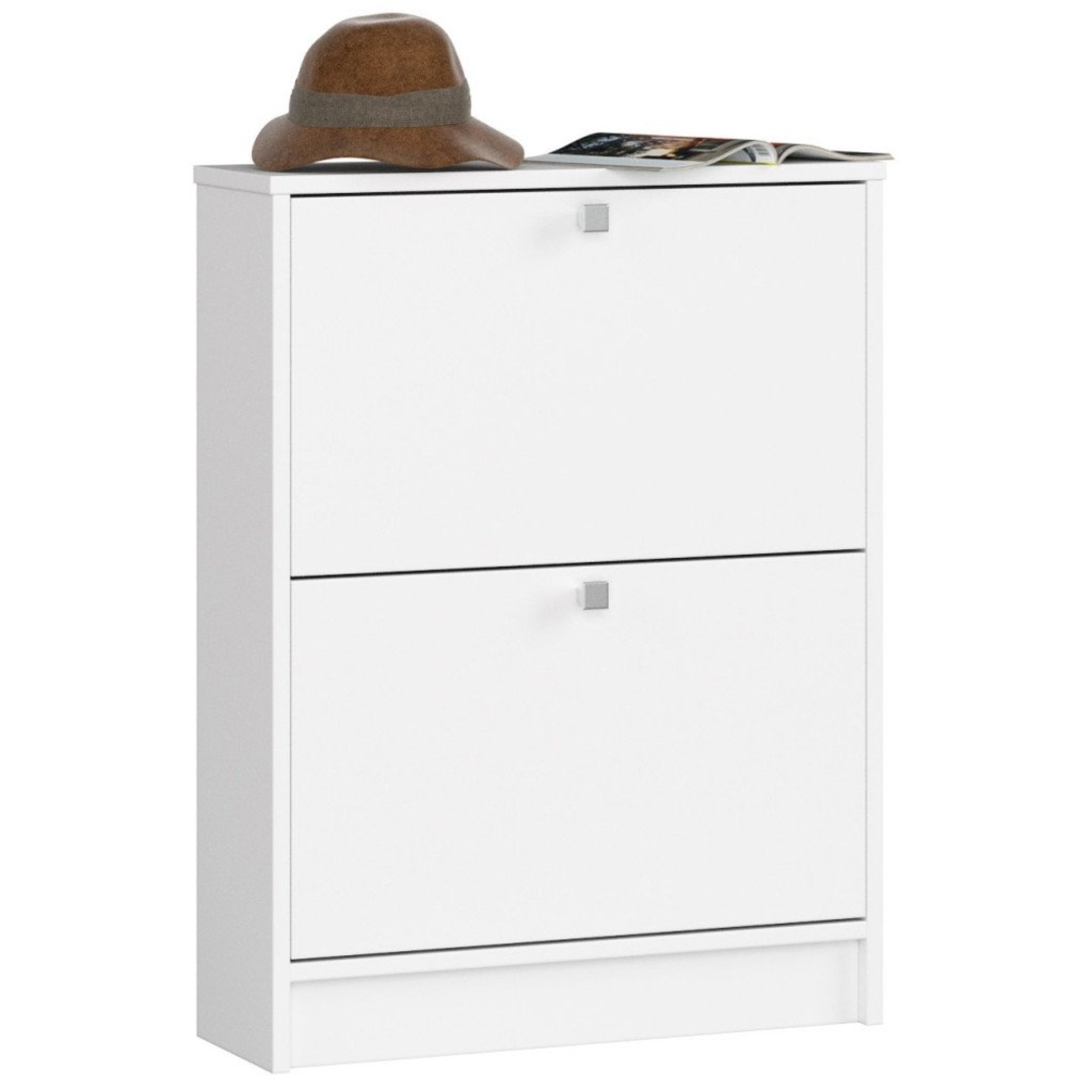 Dulap pantofi cu 2 usi rabatabile, PAL laminat 16 mm, 60x20x80 cm, alb