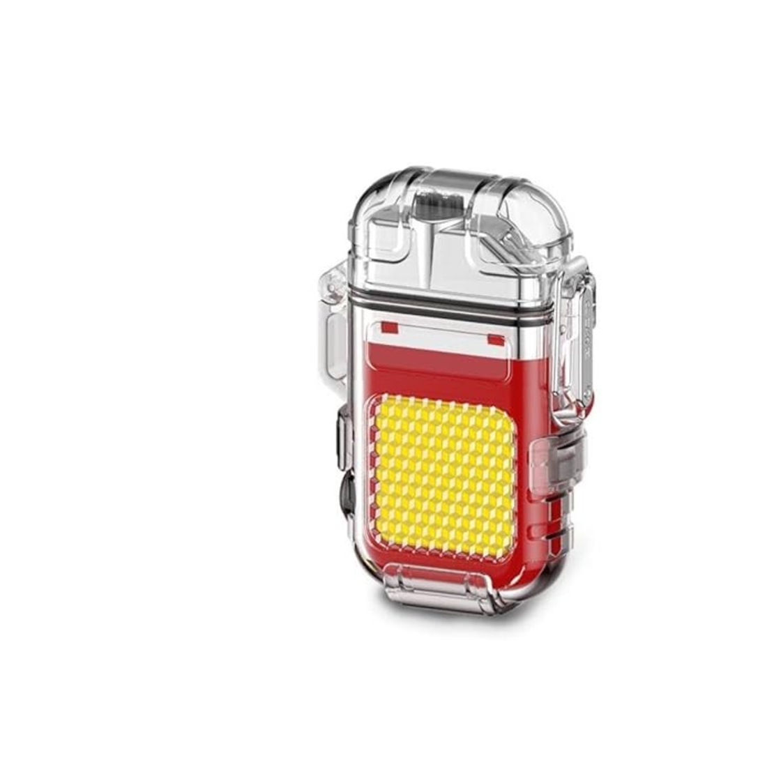 Lanterna Tip Breloc cu Bricheta, Vafy, Impermeabila, 3 Moduri Iluminare, 300 mAh, Incarcare USB-C, COB, Raza de Actiune 50 - 100 m, 7.4 x 4.9 x 1.7 cm, Rosu