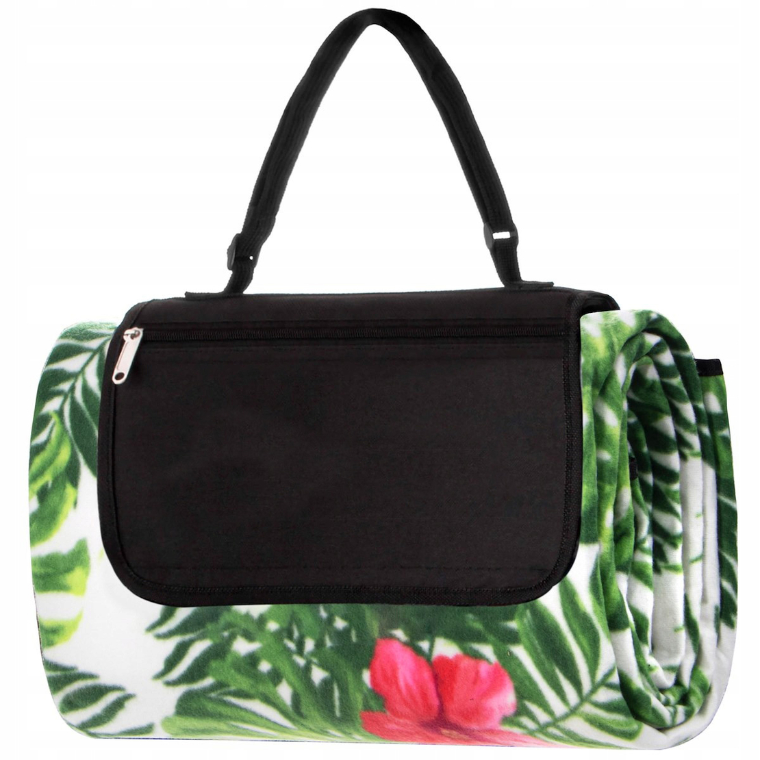 Patura pentru picnic sau plaja, cu folie izolatoare si maner, 200x200cm, floral
