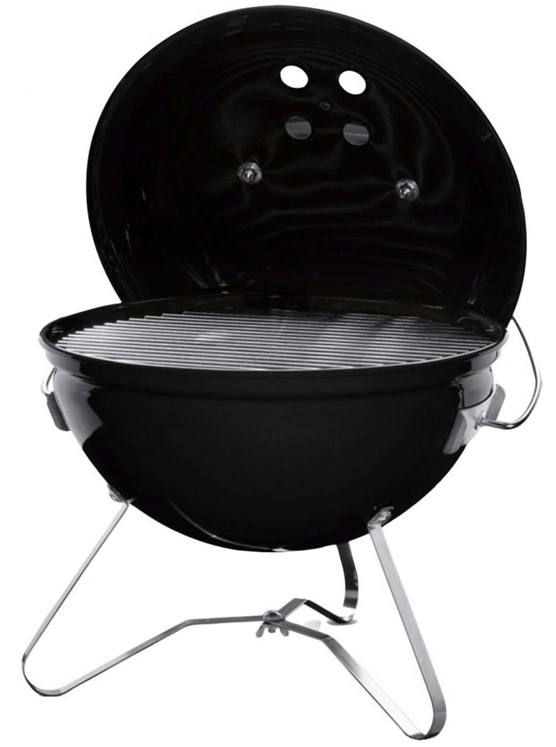 Gratar rotund, din otel, cu suport cromat, tava din inox, 43x37cm, negru