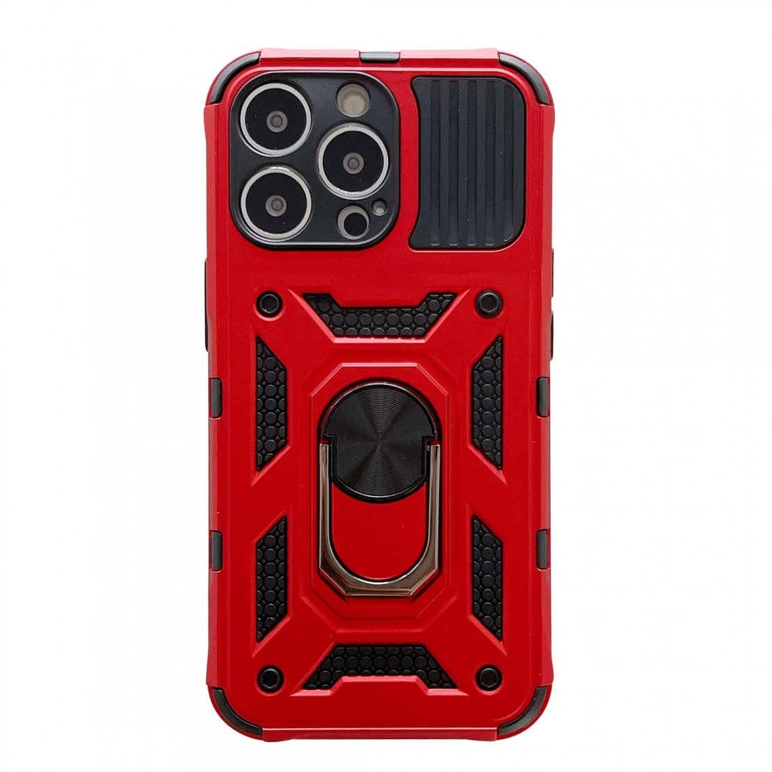 Husa de protectie, Vafy, compatibila cu Apple iPhone 13 Pro Max Defender, Model 4 cu suport, Rosu