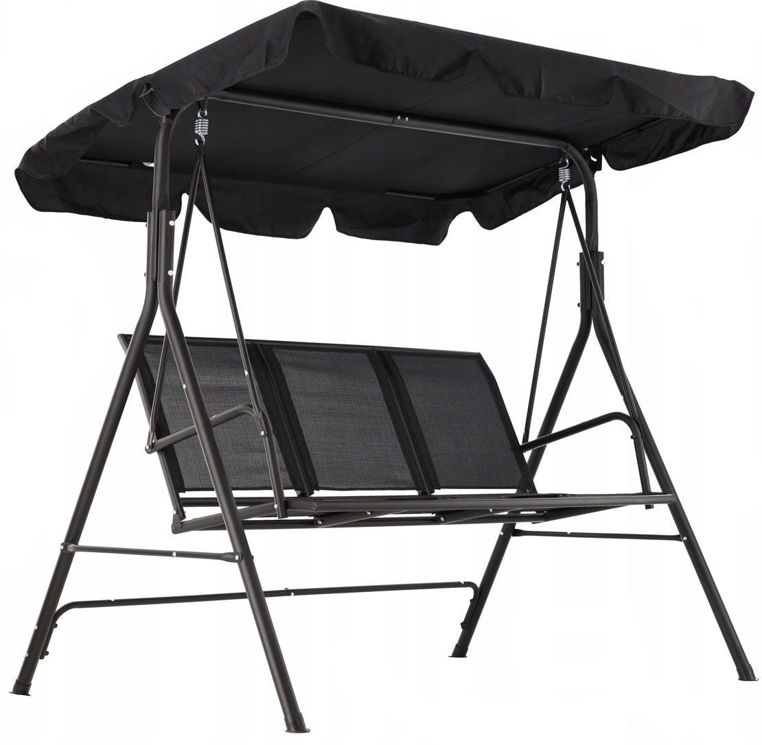 Leagan balansoar gradina Sersimo Textilene, 3 locuri, 260kg, negru